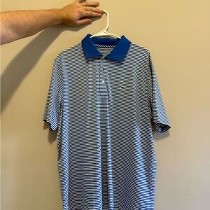 Vineyard Vines Navy and White Striped Polo